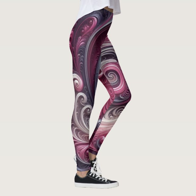 Modernes, Abstraktes, schlichtes Rosa und Lila Leggings (Rechts)
