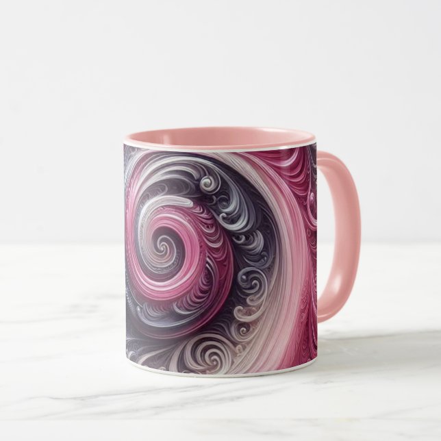 Modernes, Abstraktes, schlichtes Rosa und Lila Tasse (VorderseiteRechts)