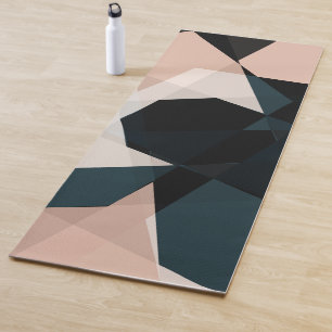 Modernes Abstraktes Schwarz-Beige geometrisches Mu Yogamatte