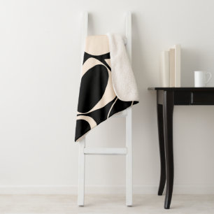 Modernes Abstraktes Schwarz Cream Muster Sherpadecke