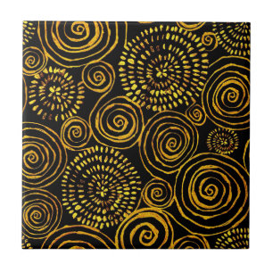 Modernes Abstraktes Schwarz-Gold-Geometrie-Muster Fliese