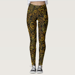 Modernes Abstraktes Schwarz-Gold-Geometrie-Muster Leggings