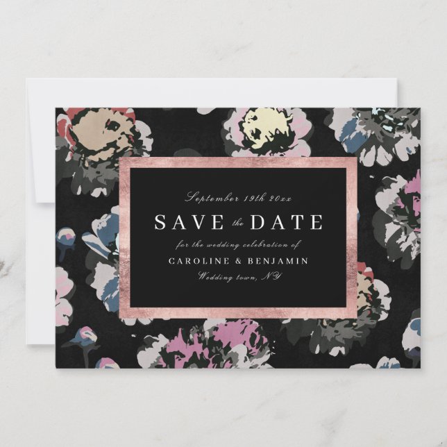 Modernes abstraktes Schwarz Save The Date (Vorderseite)