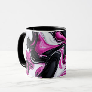 Modernes Abstraktes Schwarz, Weiß, Magenta Kunst T Tasse