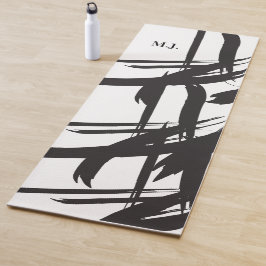 Modernes Abstraktes Schwarz-Weiß-Monogramm Yogamatte