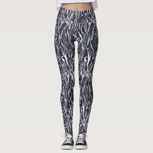 Modernes Abstraktes Schwarz-Weiß-Zebra-Muster Leggings