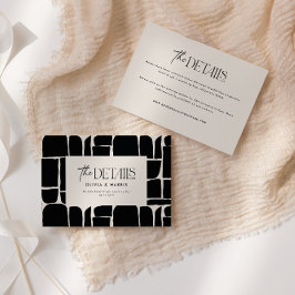 modernes, abstraktes Schwarz-weißes Hochzeitsdetai Mitteilungskarte