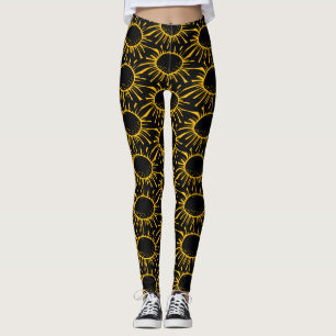 Modernes Abstraktes Schwarzes Flurmuster Leggings