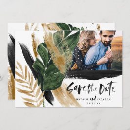 Modernes abstraktes  Schwarzgold Save the Date Einladung