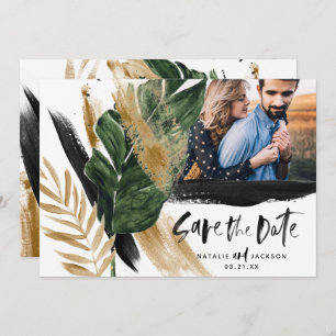 Modernes abstraktes  Schwarzgold Save the Date Einladung