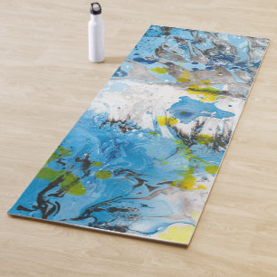 Modernes Abstraktes Template Blau Gelb Weiß Trends Yogamatte