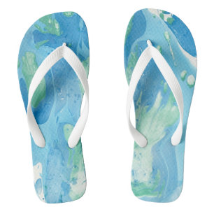 Modernes Abstraktes Template Blue Green White Tren Flip Flops