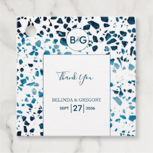 Modernes Abstraktes Terrazzo Mosaic Blue Wedding G Geschenkanhänger