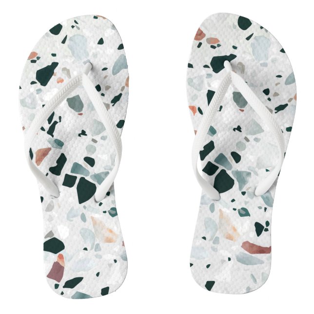 Modernes Abstraktes Terrazzo-Muster Flip Flops (Fußbett)