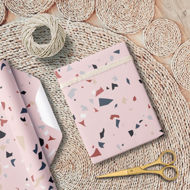 Modernes Abstraktes Terrazzo-Muster Geschenkpapier (In situ)