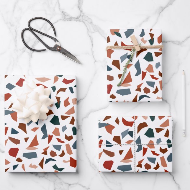 Modernes Abstraktes Terrazzo-Muster Geschenkpapier Set (Vorderseite)