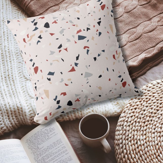 Modernes Abstraktes Terrazzo-Muster Kissen (In situ)