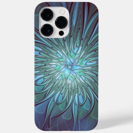 Modernes Abstraktes Trendy Blue Blume Fraktal Art Case-Mate iPhone 14 Pro Max Hülle