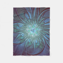Modernes Abstraktes Trendy Blue Blume Fraktal Art Fleecedecke