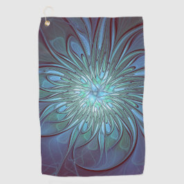 Modernes Abstraktes Trendy Blue Blume Fraktal Art Golfhandtuch