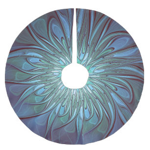 Modernes Abstraktes Trendy Blue Blume Fraktal Art Polyester Weihnachtsbaumdecke