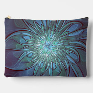 Modernes Abstraktes Trendy Blue Blume Fraktal Art Zubehörtasche