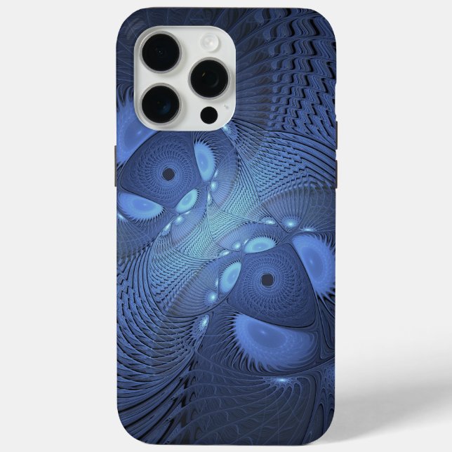 Modernes Abstraktes Trendy Dusk Blue Fraktal Art C Case-Mate iPhone Hülle (Rückseite)