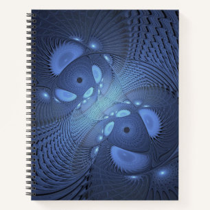 Modernes Abstraktes Trendy Dusk Blue Fraktal Art C Notizbuch