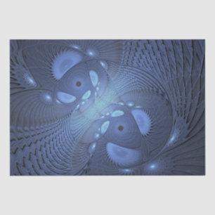Modernes Abstraktes Trendy Dusk Blue Fraktal Art C Seidenpapier