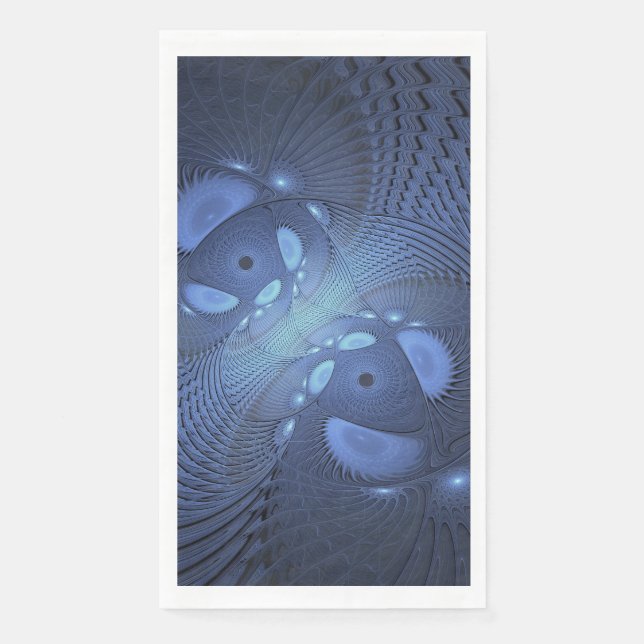 Modernes Abstraktes Trendy Dusk Blue Fraktal Art C Serviette (Vorderseite)