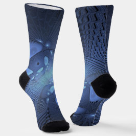 Modernes Abstraktes Trendy Dusk Blue Fraktal Art C Socken
