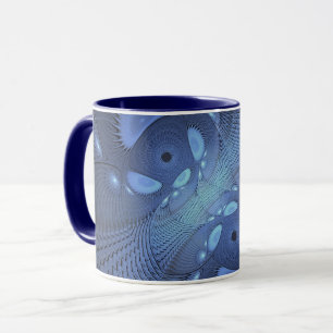 Modernes Abstraktes Trendy Dusk Blue Fraktal Art C Tasse