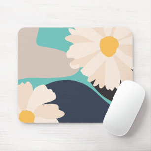 Modernes, Abstraktes und florales Aquamarin Mousepad