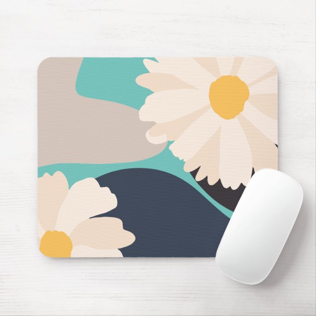 Modernes, Abstraktes und florales Aquamarin Mousepad (Mit Mouse)