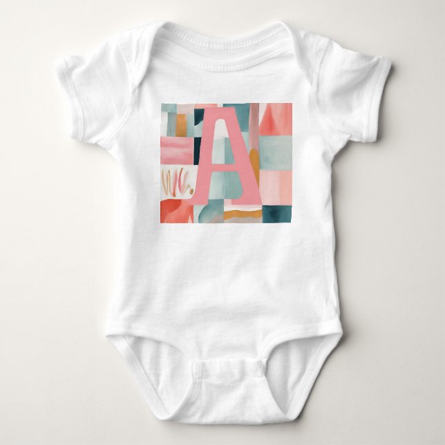 Modernes abstraktes Wasserfarben-Monogramm Buchsta Baby Strampler (Vorderseite)