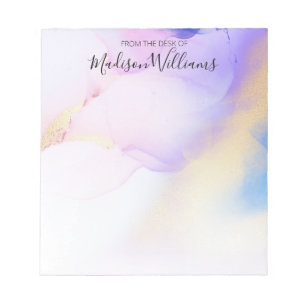 Modernes Abstraktes Watercolor Lila Goldene Namens Notizblock
