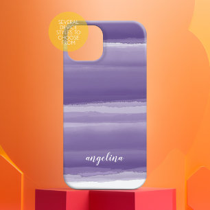 Modernes Abstraktes Watercolor Lila Skriptname Case-Mate iPhone Hülle