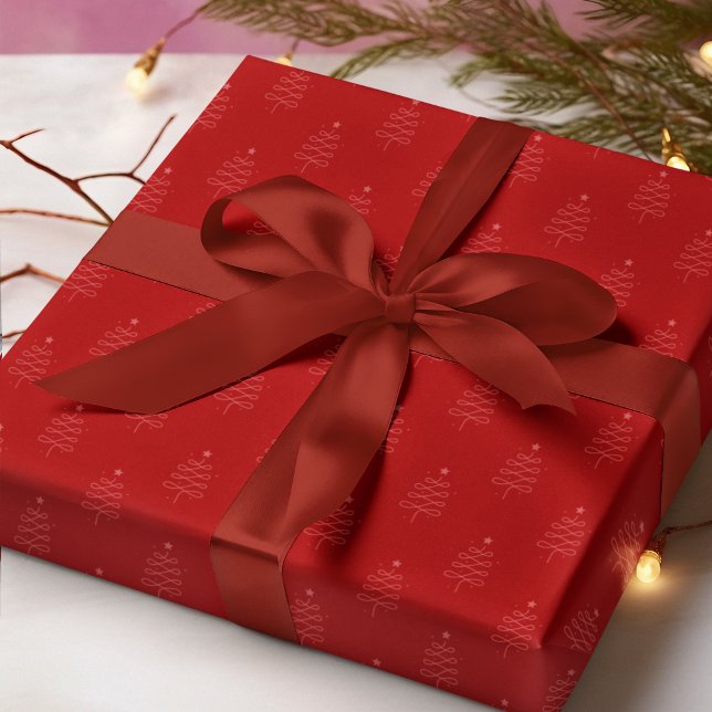 Modernes Abstraktes Weihnachtsbaum Red Holiday Ges Geschenkpapier (Von Creator hochgeladen)