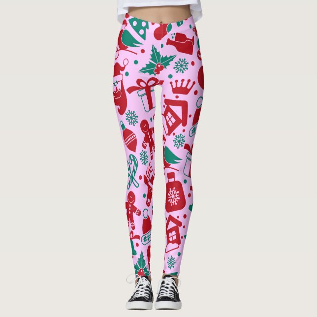 Modernes Abstraktes Weihnachtsmuster Leggings (Vorderseite)