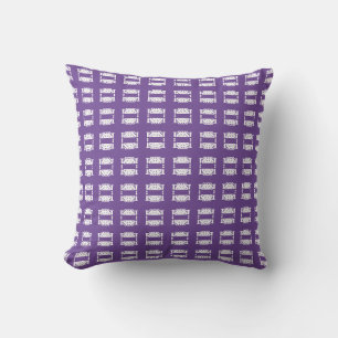 Modernes Abstraktes Weiß-Quadrat-Muster auf Violet Kissen