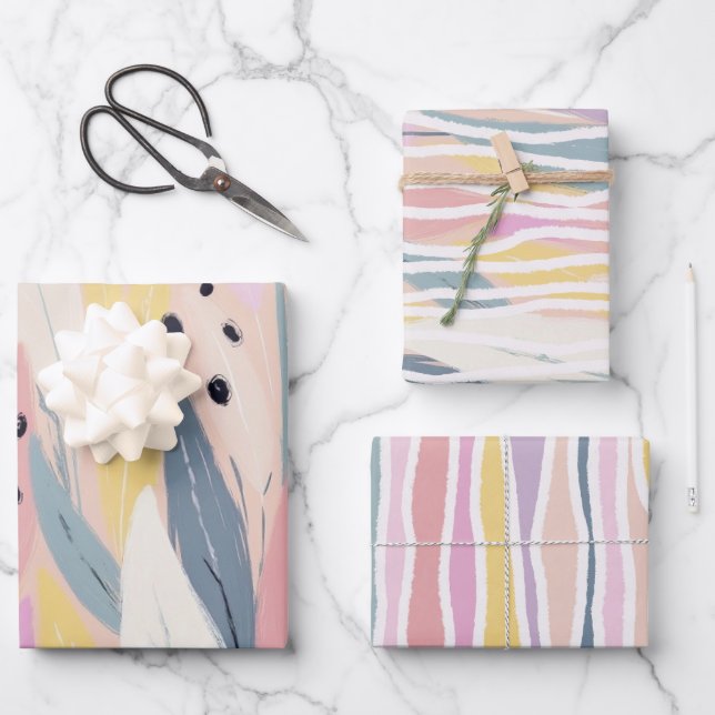 Modernes Abstraktes Wrapping Paper Flat Sheet Set  Geschenkpapier Set (Vorderseite)