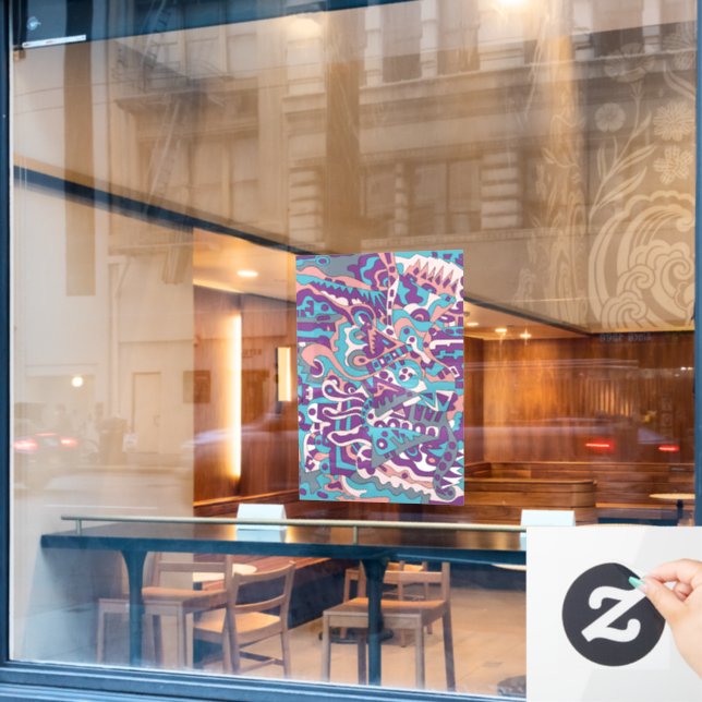 Modernes abstraktes zeichn fensteraufkleber (Café-Fenster)