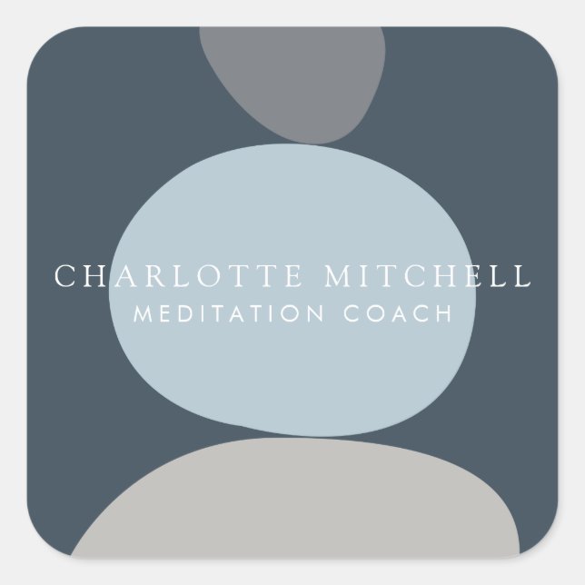 Modernes Abstraktes Zen-Stone-Logo Quadratischer Aufkleber (Vorderseite)