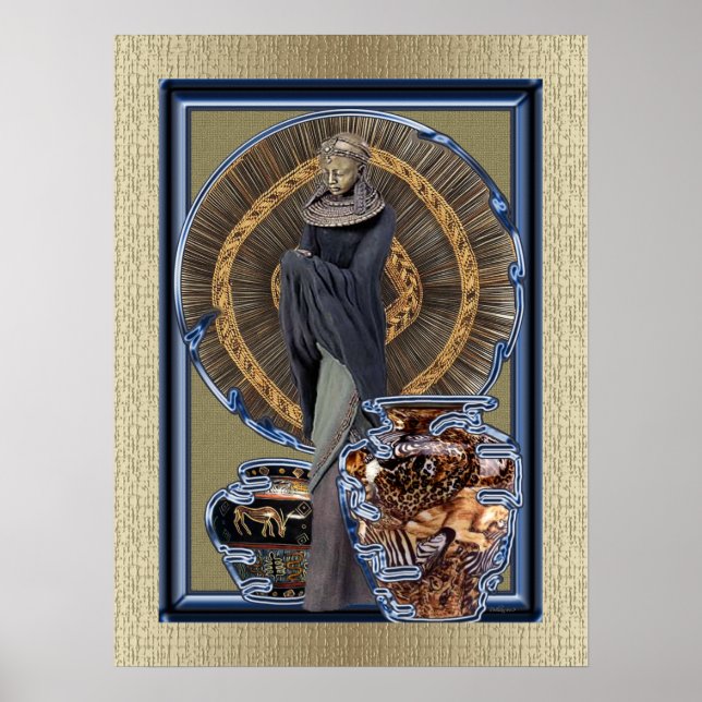 Modernes afrozentrisches Volkskunstposter drucken Poster (Vorne)