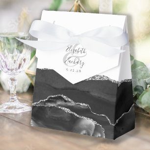 Modernes Agate Geode Black Silver Geschenkschachtel