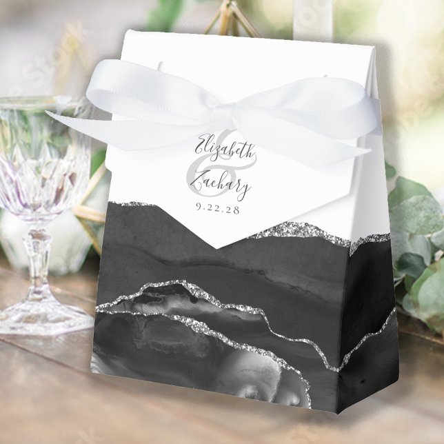 Modernes Agate Geode Black Silver Geschenkschachtel (Von Creator hochgeladen)