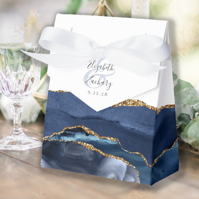 Modernes Agate Geode Navy Blue Gold Geschenkschachtel (Von Creator hochgeladen)