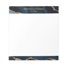 Modernes Agate Navy Blue Gold Elegant Notizblock