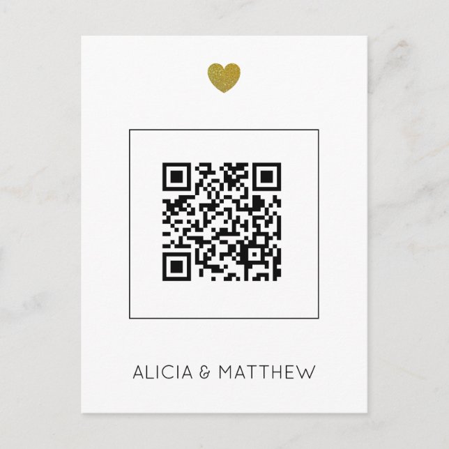 Modernes All in One Wedding Einladung mit QR Code Postkarte (Vorderseite)