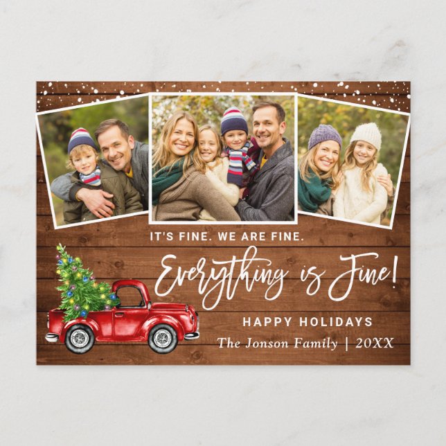 Modernes Alles ist fein Weihnachten 3 Foto Postkarte (Vorderseite)